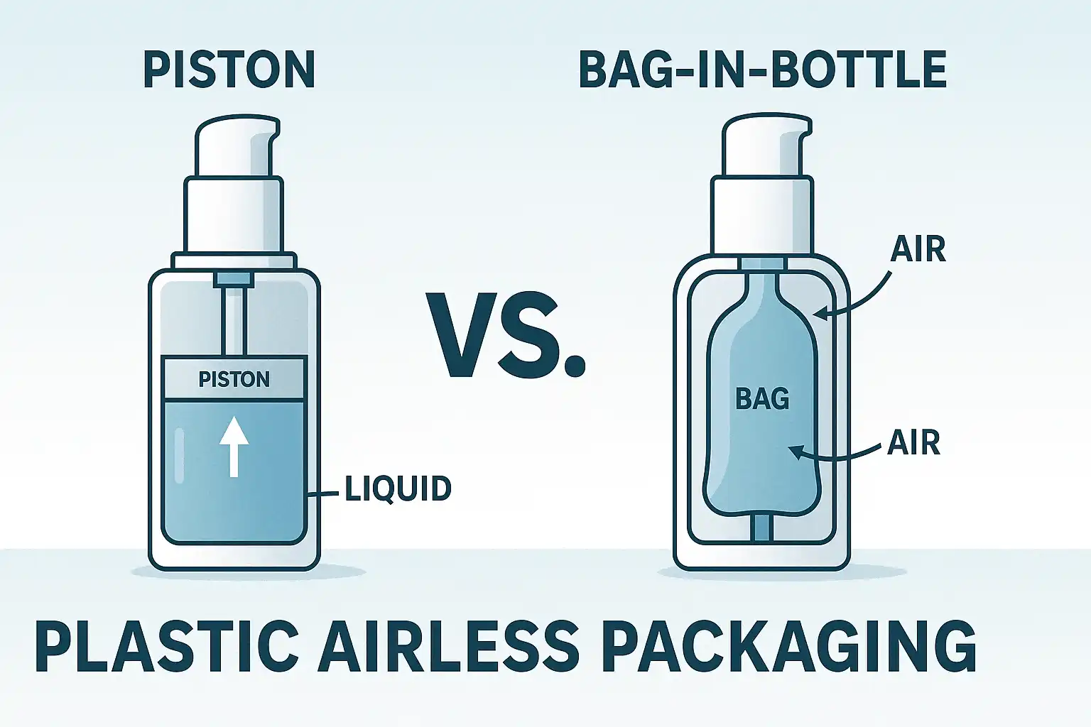 Piston vs. Bag-in-Bottle Plastic Airless Packaging: Structural Differences & Functional Impact